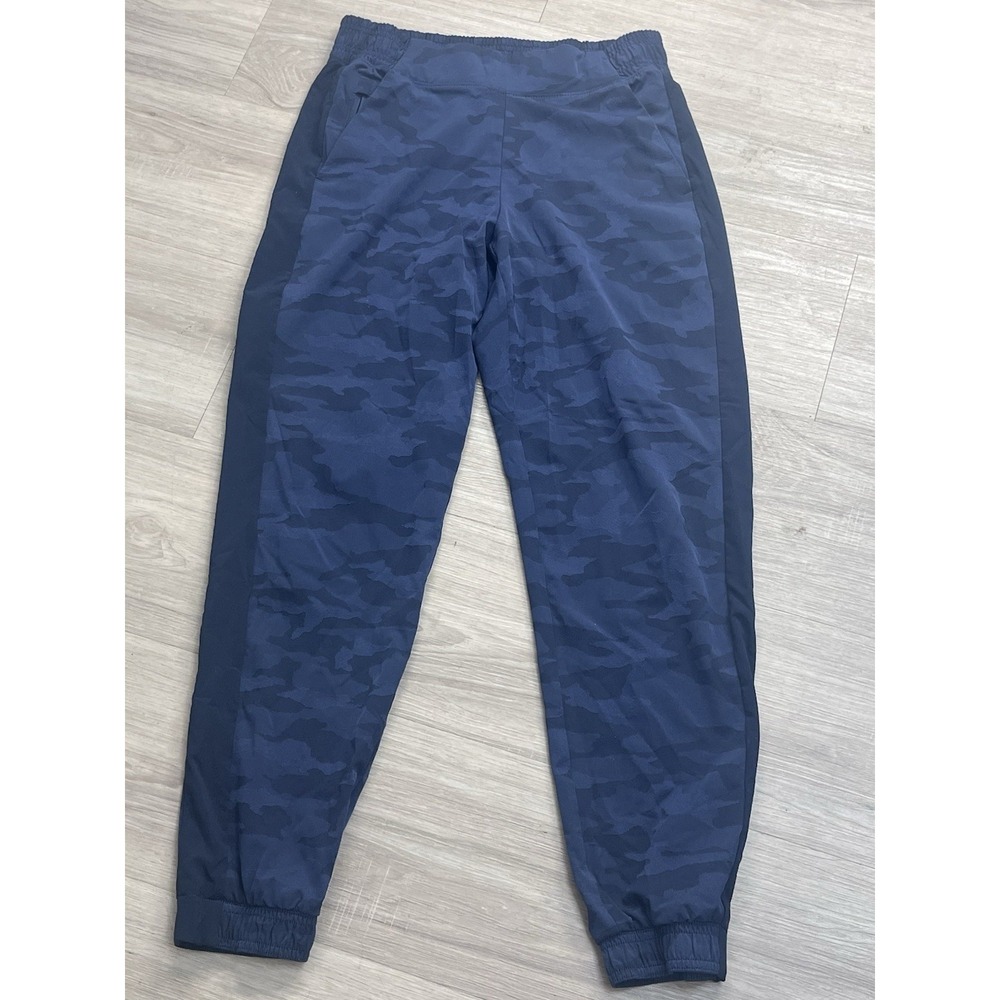 Athleta Brooklyn Textured Camo Jogger Pants Size 2 Blue Athleisure Travel‎ Pants